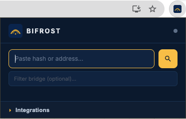 BIFROST extension popup opened from the toolbar