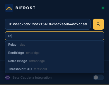 BIFROST extension popup with a hash pasted, ready to scan
